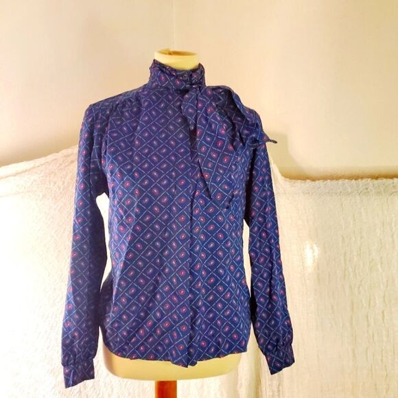 Pan-ter VTG High Neck Paisley Blouse Size 9/10 (Large) - Picture 4 of 12